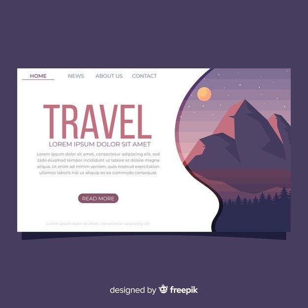 Plantilla de landing page de viaje
