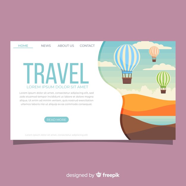 Plantilla de landing page de viaje
