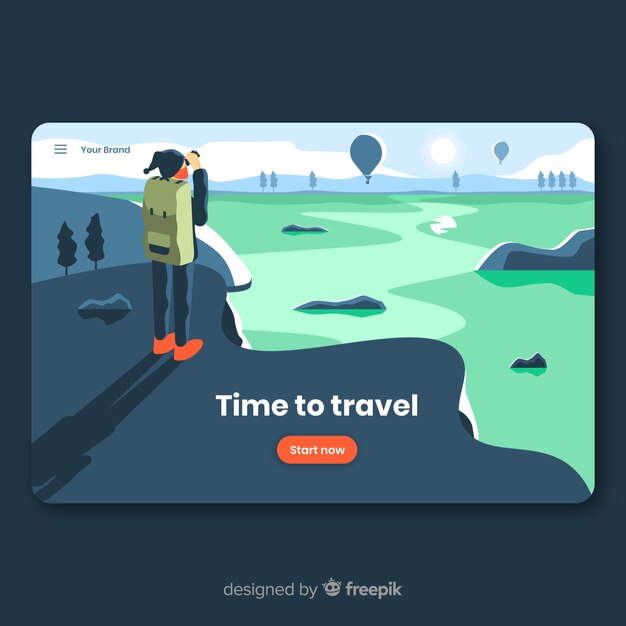 Plantilla de landing page de viaje