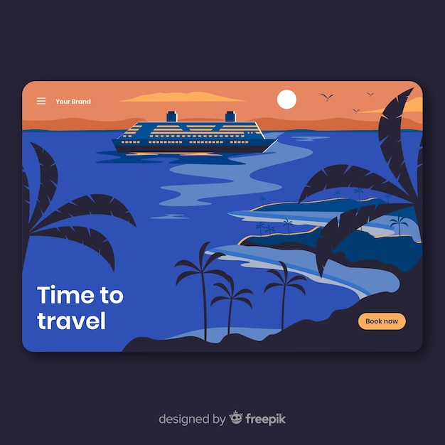 Vector gratuito plantilla de landing page de viaje