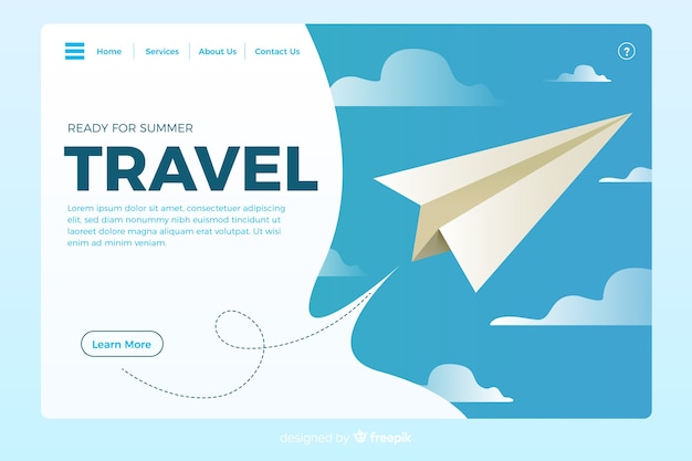 Vector gratuito plantilla de landing page de viaje