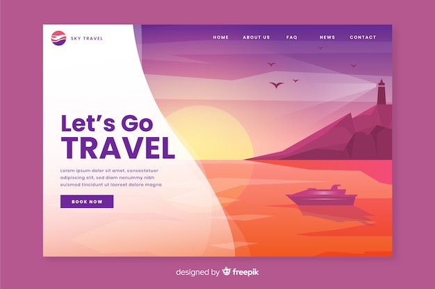 Plantilla de landing page de viaje