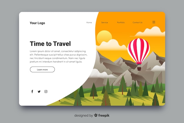 Plantilla de landing page de viaje