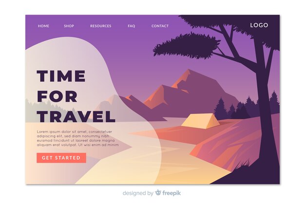 Plantilla de landing page de viajes
