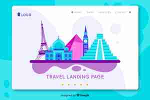 Vector gratuito plantilla de landing page de viajes