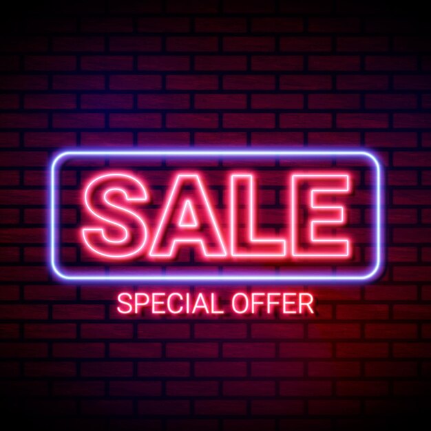 Plantilla de letrero de venta de oferta especial de neón