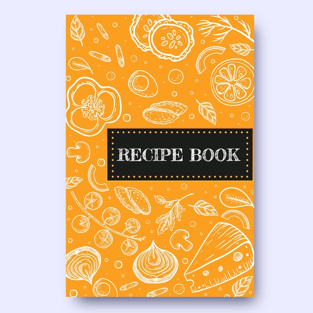 Vector gratuito plantilla de libro de recetas dibujada a mano