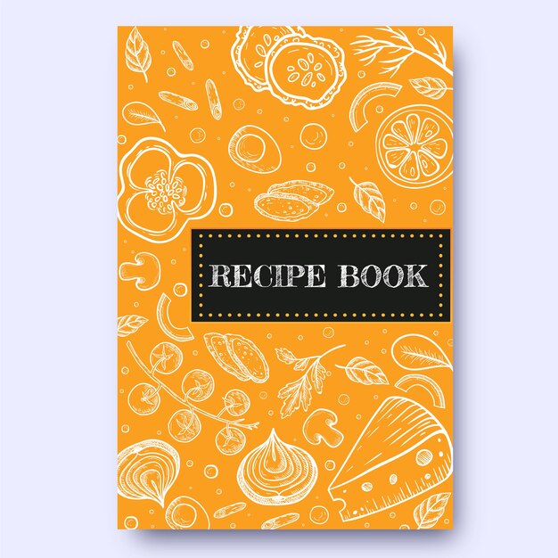Plantilla de libro de recetas dibujada a mano