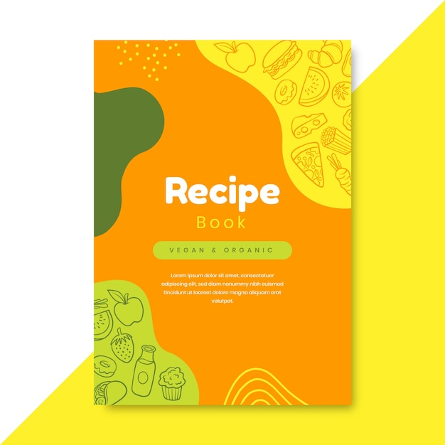 Vector gratuito plantilla de libro de recetas dibujada a mano