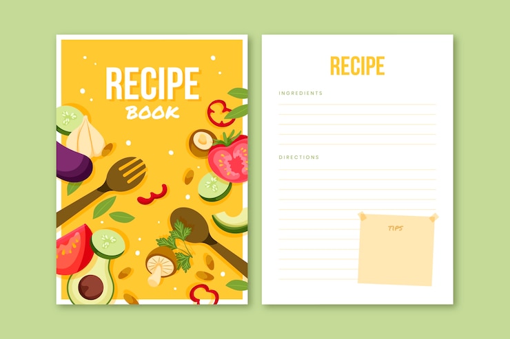 Vector gratuito plantilla de libro de recetas dibujada a mano
