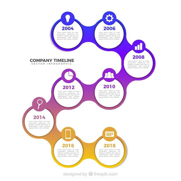 Plantilla de línea temporal de negocios con estilo de infografía