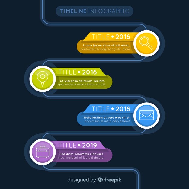 Plantilla de línea de tiempo de infografía colorido plano