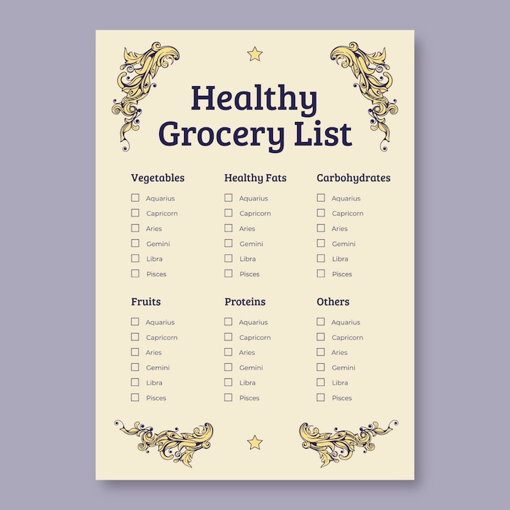 Vector gratuito plantilla de la lista de comestibles