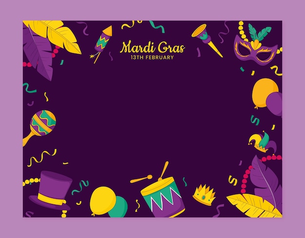 Vector gratuito plantilla de llamada fotográfica para la celebración del carnaval de mardi gras