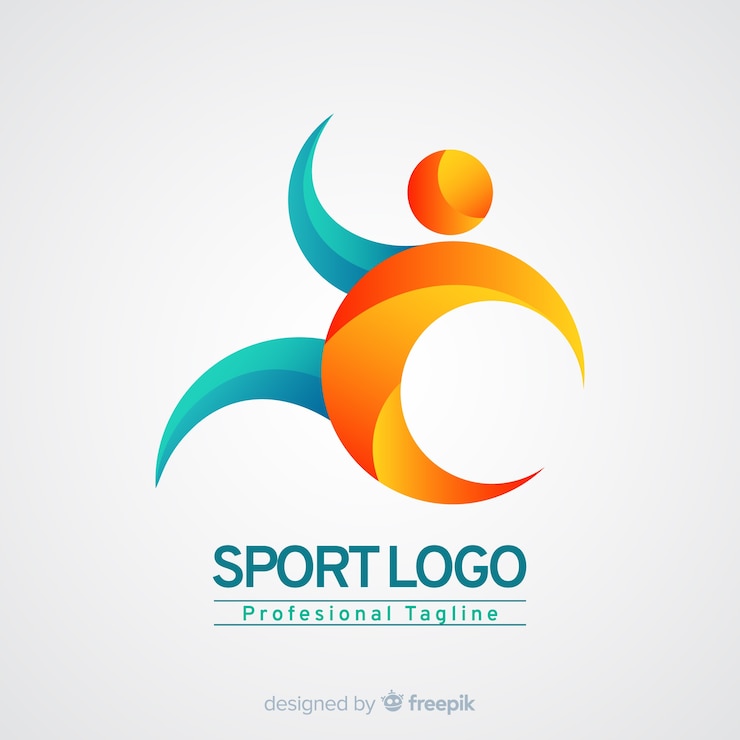 Vector gratuito plantilla de logo de deporte con forma abstracta