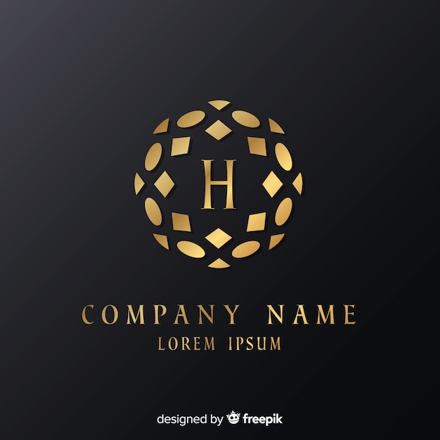 Vector gratuito plantilla de logo elegante dorado con adornos