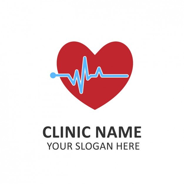 Plantilla de logo de hospital con forma de corazón