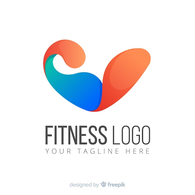 Vector gratuito plantilla de logo o logotipo abstracto con temática de deporte y fitness