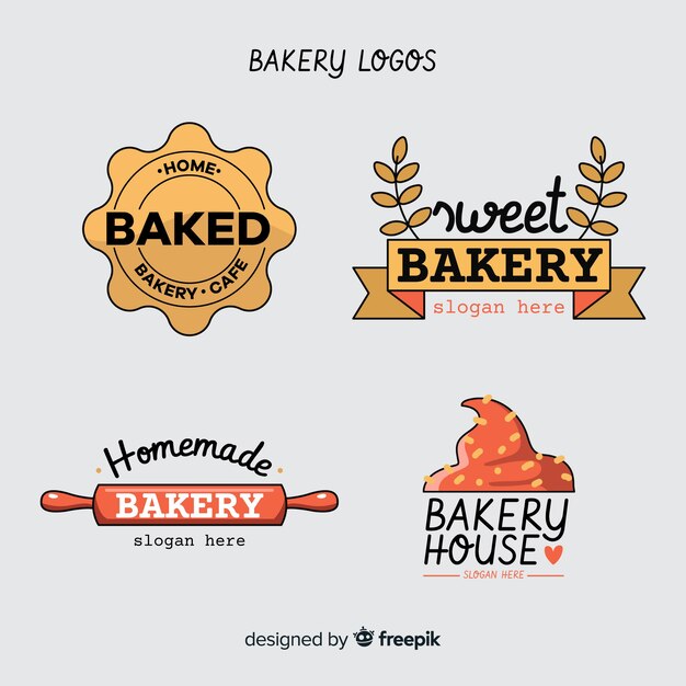 Plantilla de logo de panadería en diseño plano