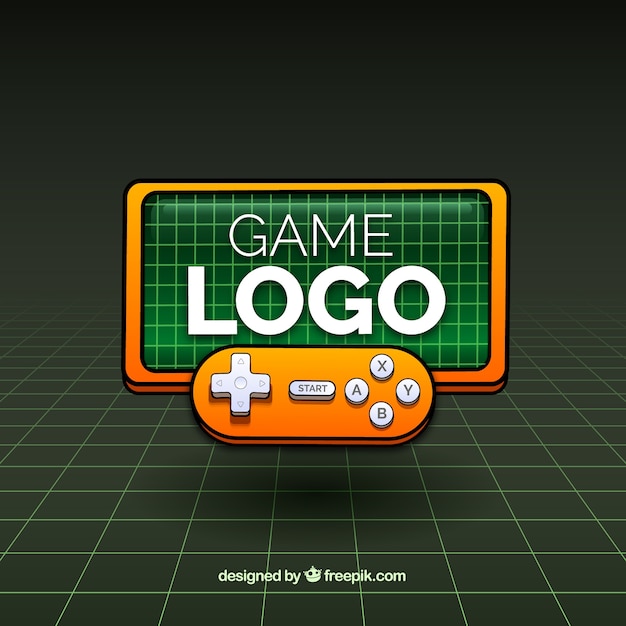 Plantilla de logo de videojuego con mando de juego