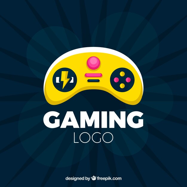 Plantilla de logo de videojuego con mando de juego