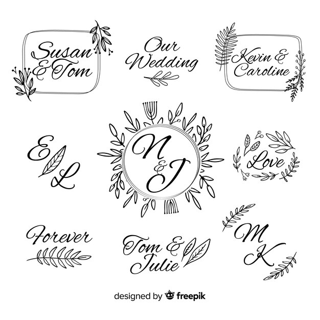 Plantilla de logos monogramas de boda decorativos