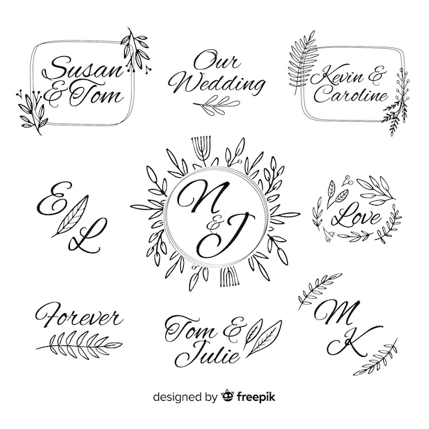 Plantilla de logos monogramas de boda decorativos