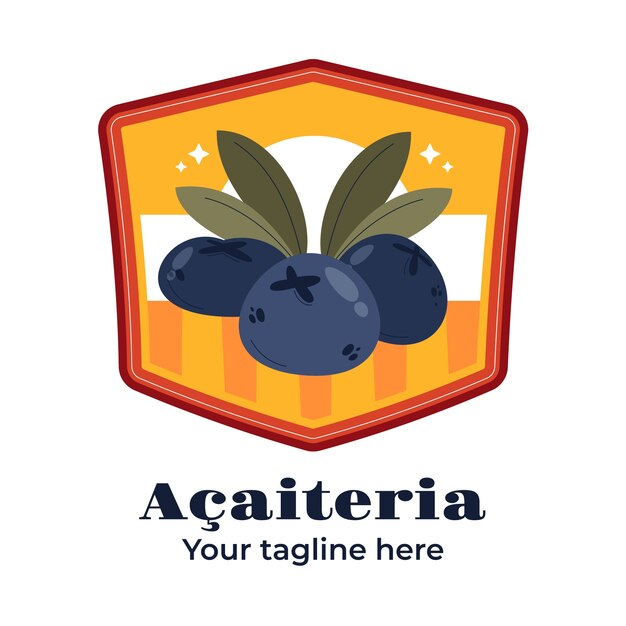 Plantilla de logotipo de acaiteria dibujada a mano