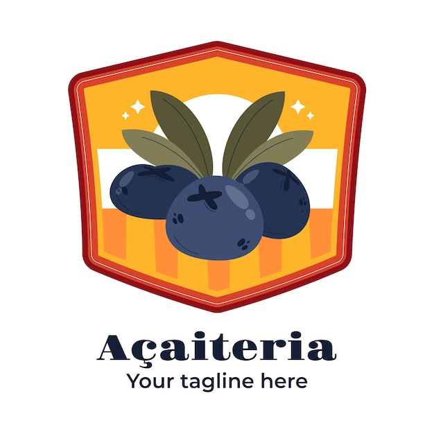 Plantilla de logotipo de acaiteria dibujada a mano