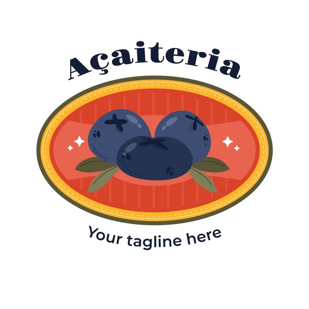 Plantilla de logotipo de acaiteria dibujada a mano