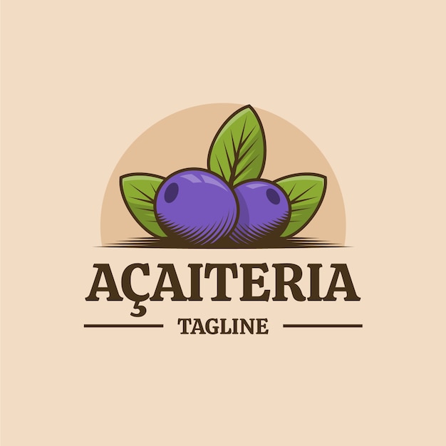 Plantilla de logotipo de acaiteria dibujada a mano