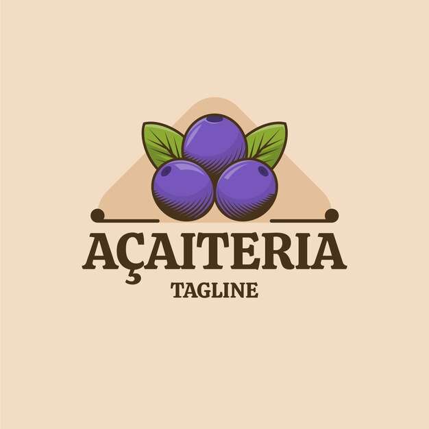 Plantilla de logotipo de acaiteria dibujada a mano