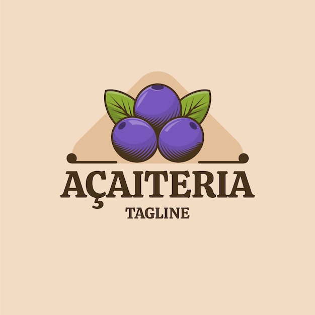 Plantilla de logotipo de acaiteria dibujada a mano