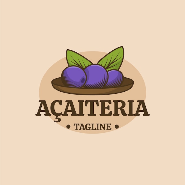 Vector gratuito plantilla de logotipo de acaiteria dibujada a mano