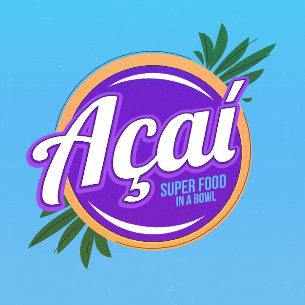 Plantilla de logotipo de acaiteria dibujada a mano