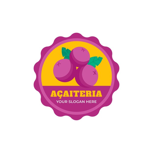 Plantilla de logotipo de acaiteria dibujada a mano