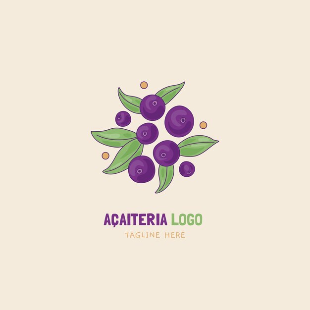 Plantilla de logotipo de acaiteria dibujada a mano