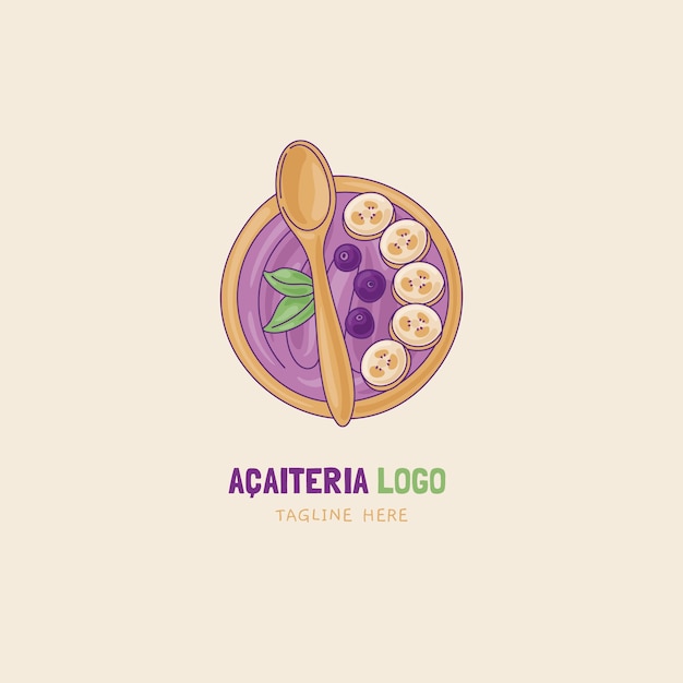 Vector gratuito plantilla de logotipo de acaiteria dibujada a mano