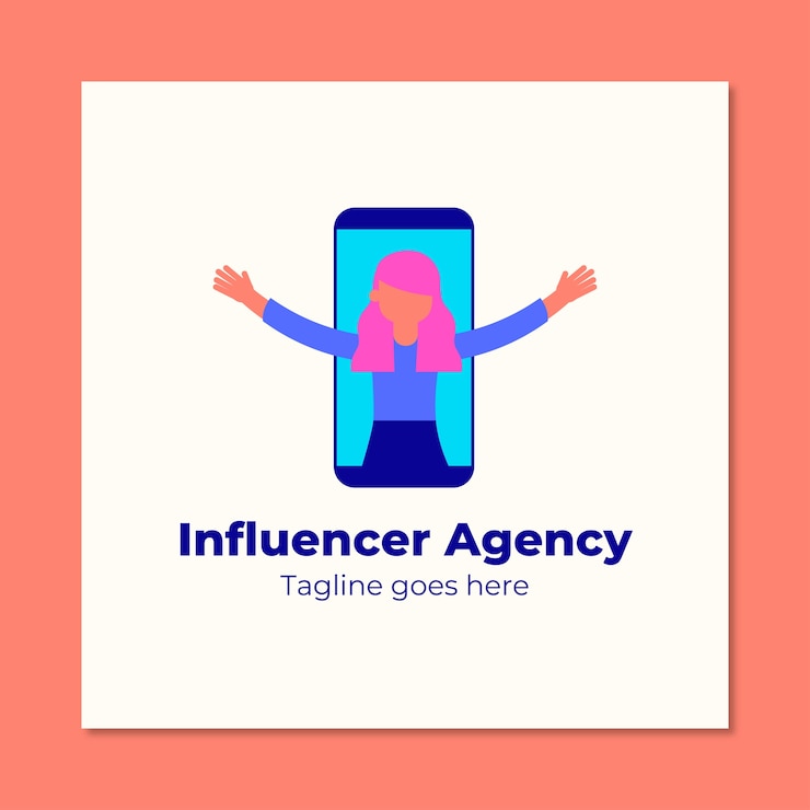 Vector gratuito plantilla de logotipo de la agencia de influencers plana y colorida