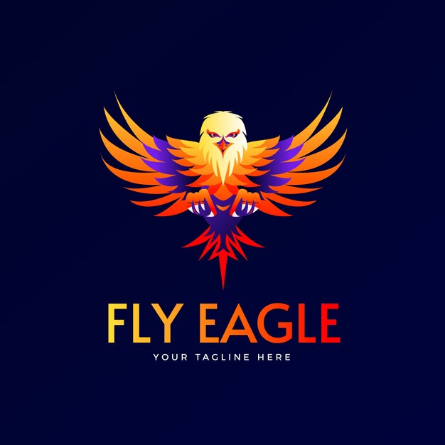 Plantilla de logotipo de águila degradado