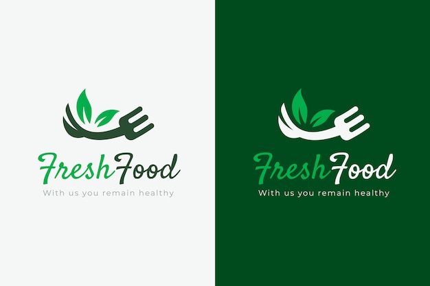 plantilla de logotipo de alimentos saludables dibujada a mano