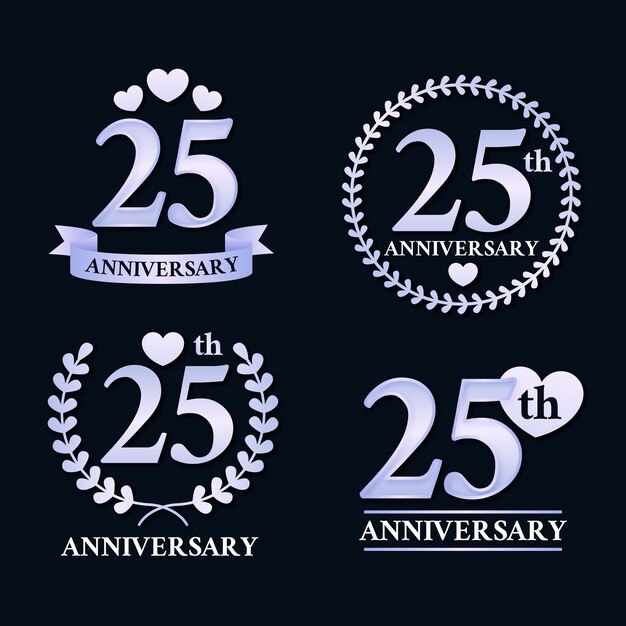 Plantilla de logotipo de aniversario de plata degradado