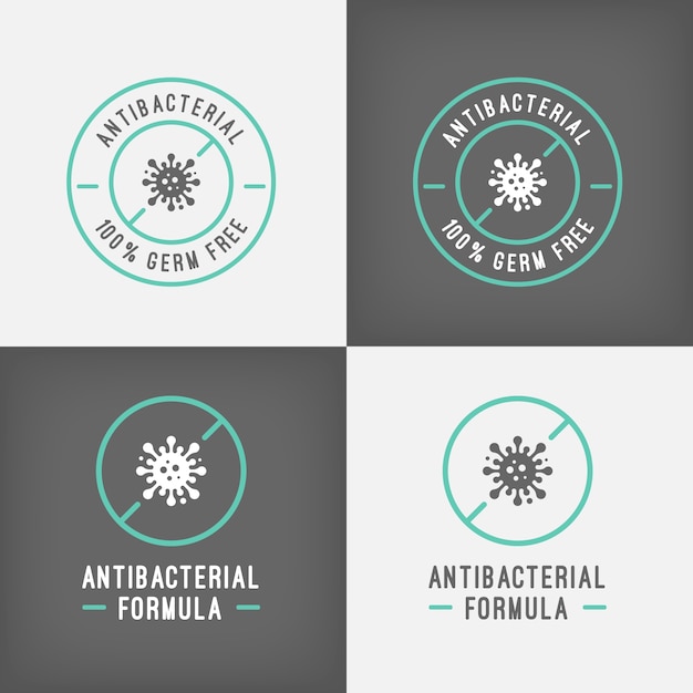 Vector gratuito plantilla de logotipo antibacteriano plateado