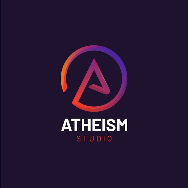 Plantilla de logotipo de ateísmo degradado