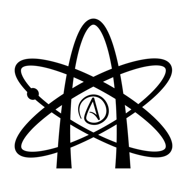 Plantilla de logotipo de ateísmo de diseño plano dibujado a mano