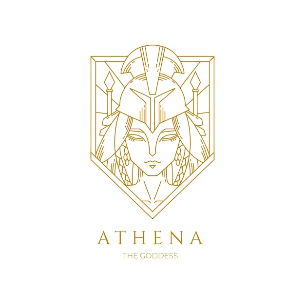 Plantilla de logotipo de atena dibujada a mano