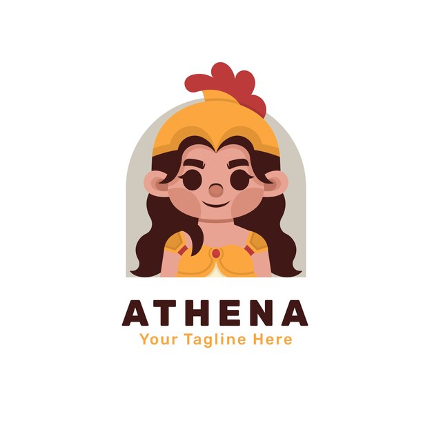 Plantilla de logotipo de atena de diseño plano