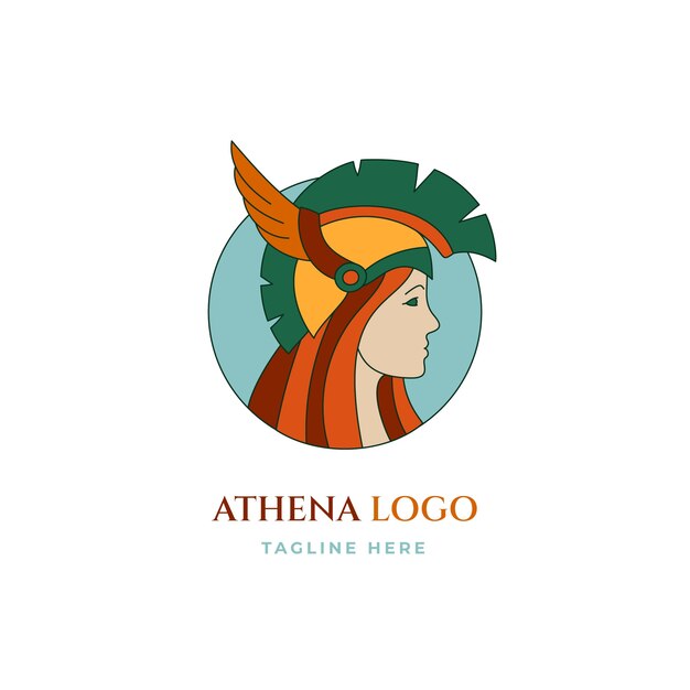 Plantilla de logotipo de atena de diseño plano