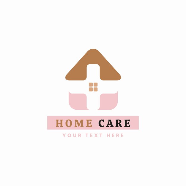 Plantilla de logotipo de atención médica en el hogar de diseño plano