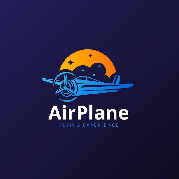 Vector gratuito plantilla de logotipo de avión con gradiente